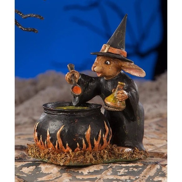 Bethany Lowe Designs Rabbit Witch Cauldron Figurine Halloween TD-626 Collectible - Picture 1 of 8